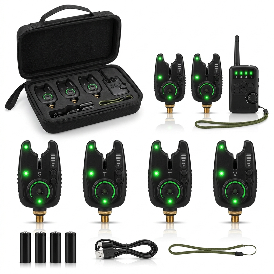 Electronic Fish Bite Alarm Kit — LED, Wireless Receiver