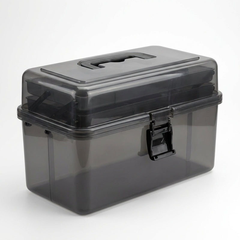 Durable PE Fishing Gear Box | Large Capacity, Black Transparent Design | Built-in Lock, Heavy-duty — hero