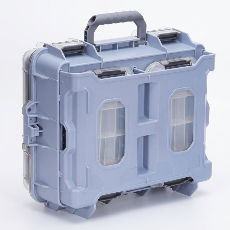 SAMOLLA Fishing Tackle Box Large Capacity Portable Multi-functional Waterproof Bait Accessories Outdoor Camping Storage Box — Light Grey