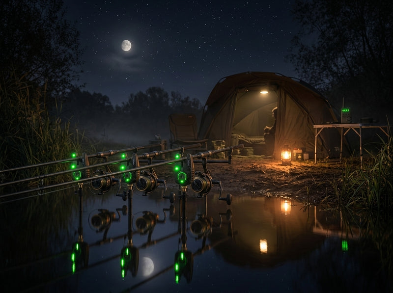 Bite Alarm Kit — night carp session LED glow