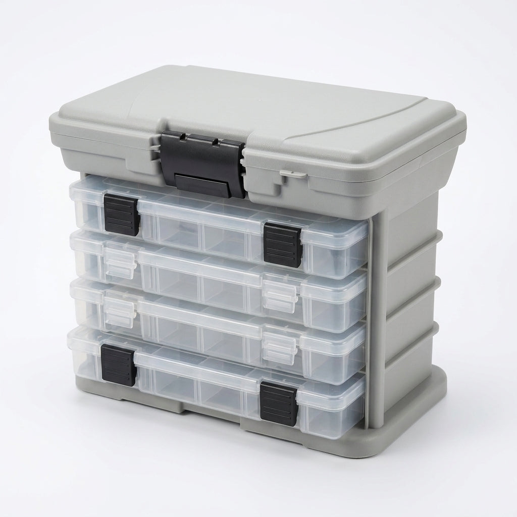 Multifunction Fashing Tackle Box Lure Accessory Storage Hand Box Angling Tool Case Portable Arts Crafts Organizer Case — Dark Grey