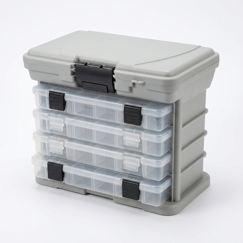 Multifunction Fashing Tackle Box Lure Accessory Storage Hand Box Angling Tool Case Portable Arts Crafts Organizer Case — Dark Grey