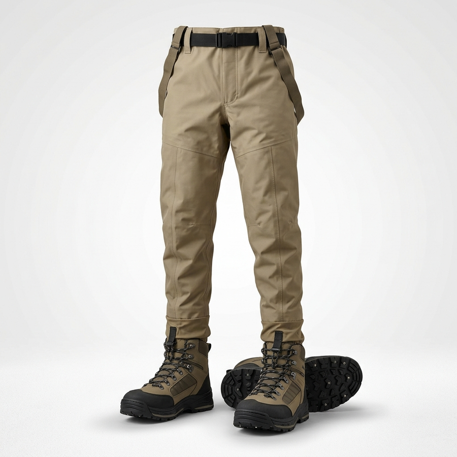 Wading Boots & Pants Set — Rubber Sole, Upstream Fishing