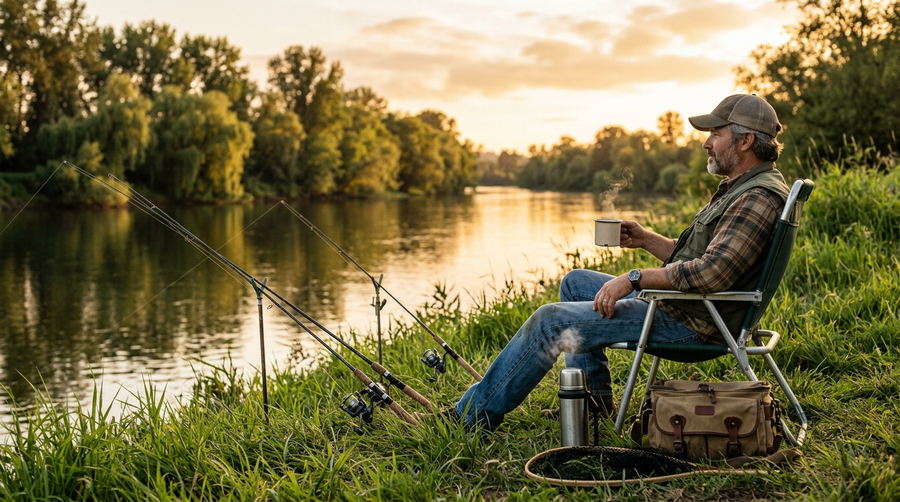 Fishing chair golden hour