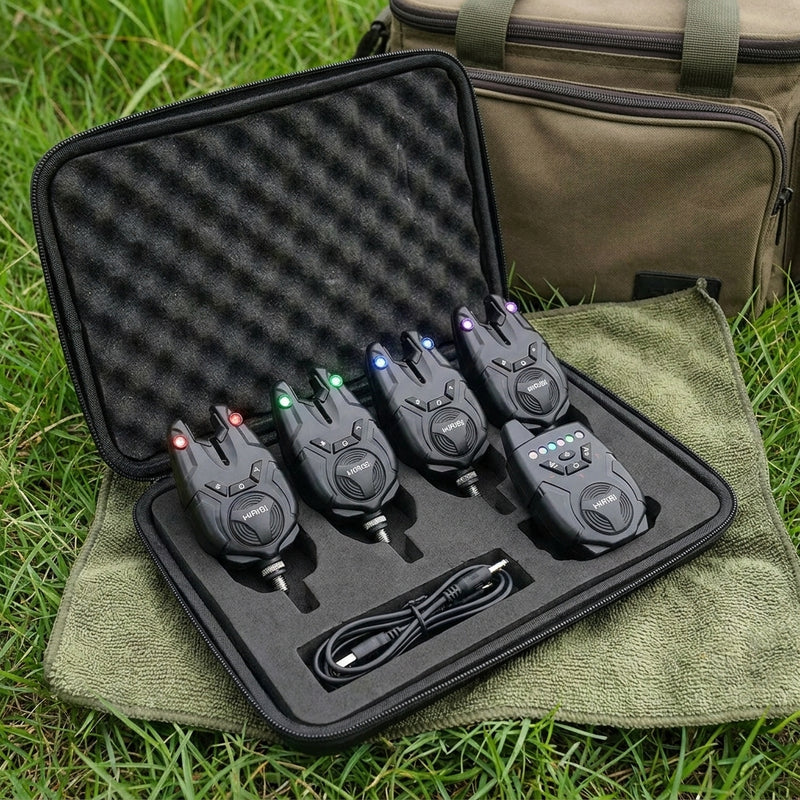 Hirisi S9 Bite Alarm — protective storage case, organized and ready