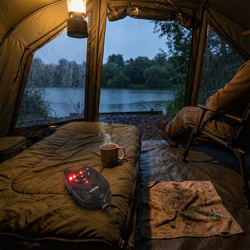 Hirisi S9 Bite Alarm — wireless receiver alert inside bivvy