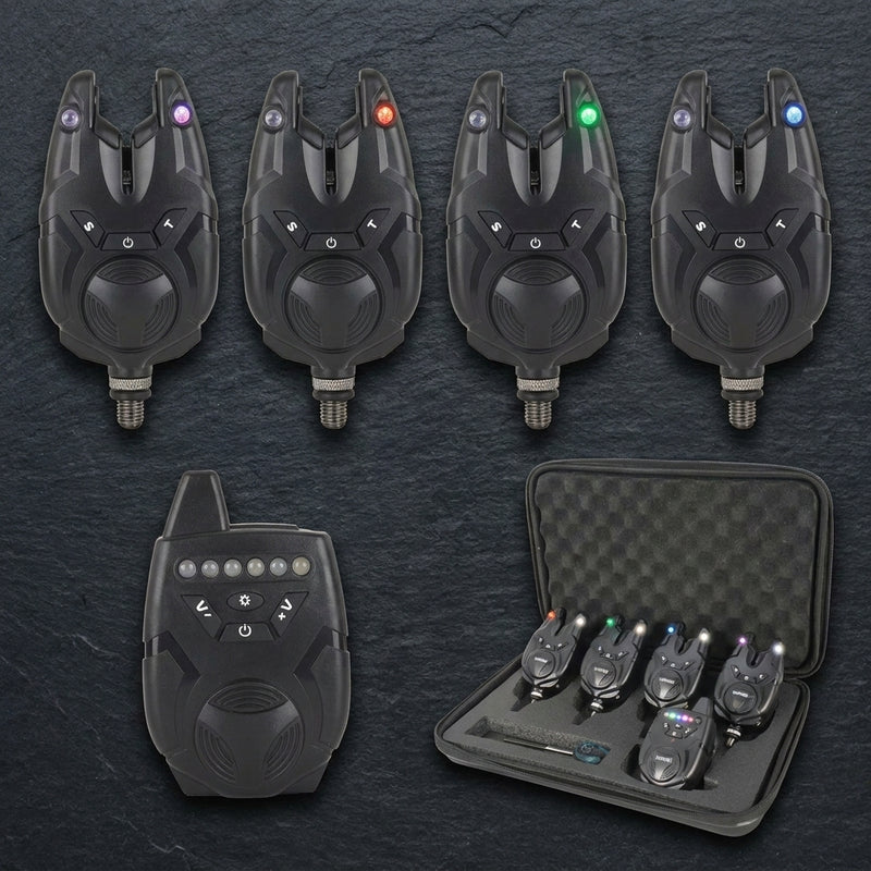 Hirisi S9 Bite Alarm — what's in the box, flat lay product contents