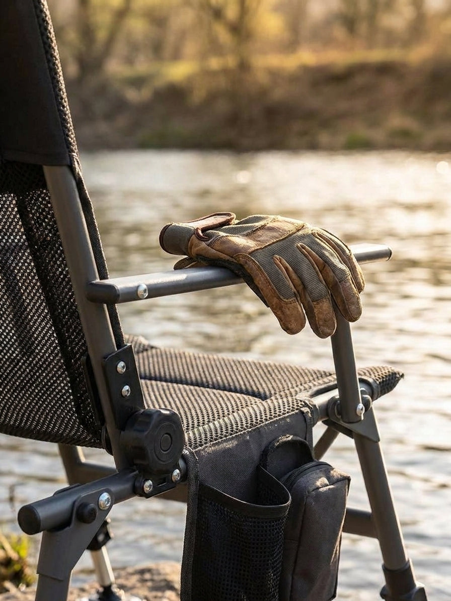 Portable Folding Fishing Chair Heavy Duty Adjustable Padded  — lifestyle detail