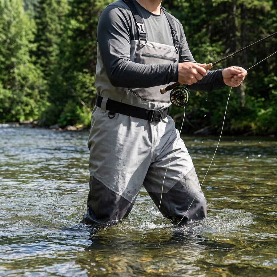 BASSDASH Fishing Wader Lightweight Stocking Foot FW08 Men’s  — lifestyle river