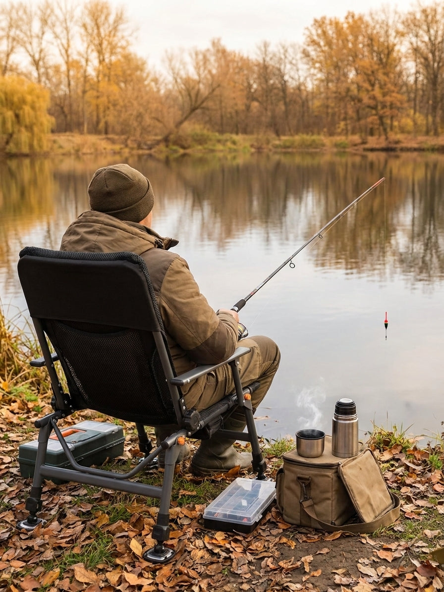 Portable Folding Fishing Chair Heavy Duty Adjustable Padded  — lifestyle session