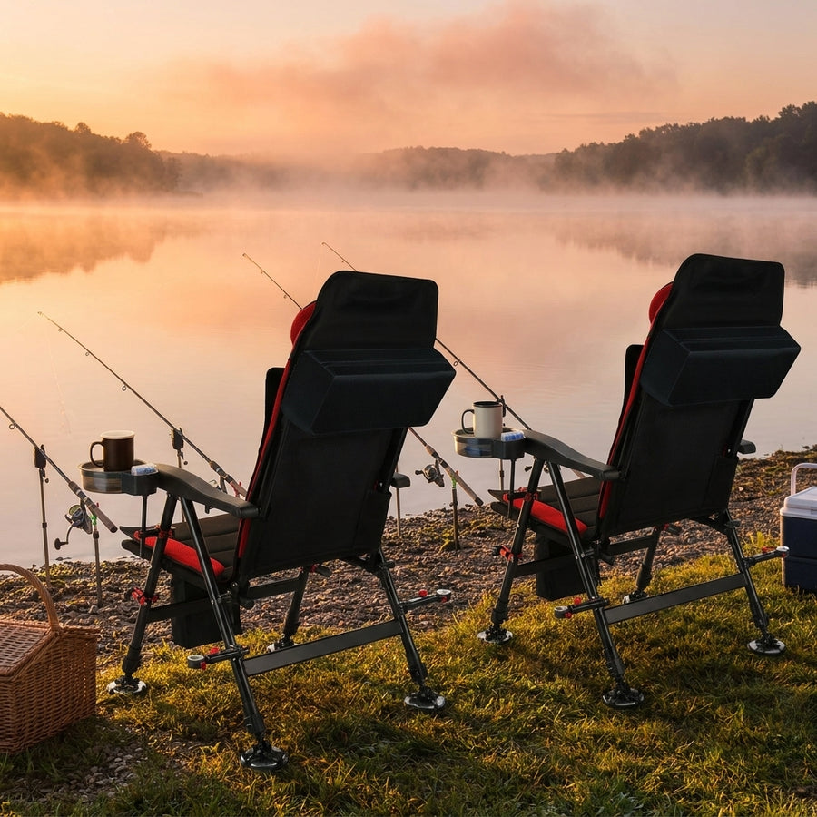 Aluminum Alloy Portable Large Fishing Chair Folding Outdoors — lifestyle setup