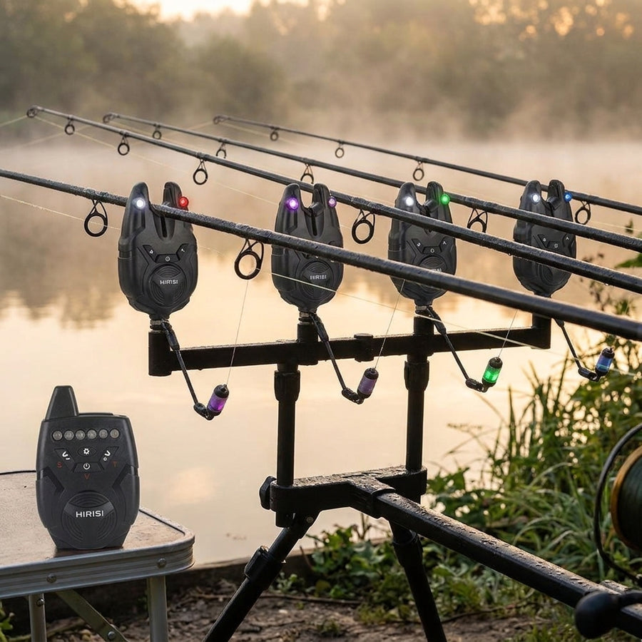Hirisi Waterproof Carp Fishing Alarm Set Wireless Bite Alarm — lifestyle setup