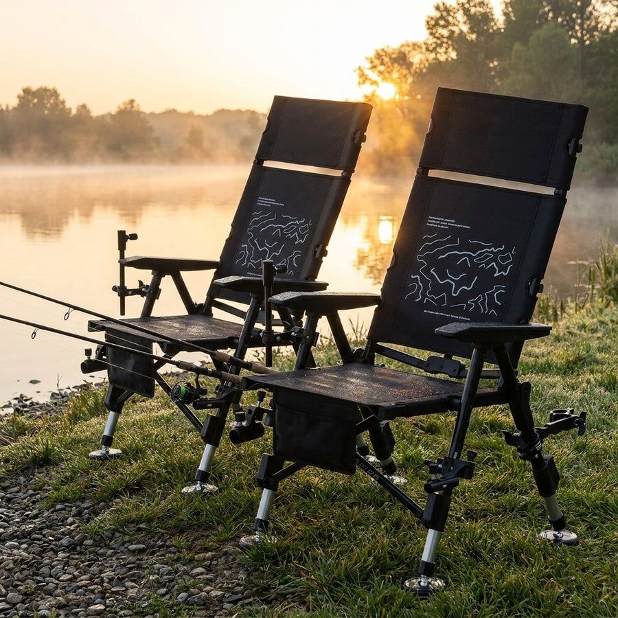 Folding Portable Ultra Light Outdoors Fishing Chairs Carbon  — lifestyle setup
