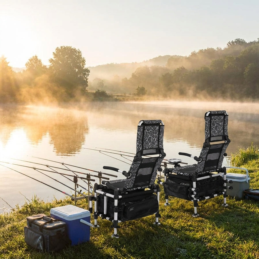 Fishing gear chair-type with backrest folding portable fishi — lifestyle setup