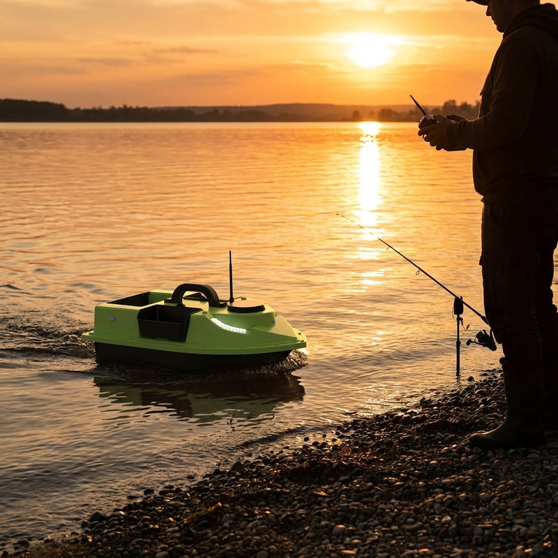 D19 GPS RC Bait Boat 500M Wireless Remote Control Fishing Ba — lifestyle sunset