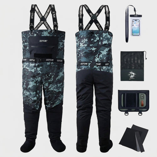Goture 5-Layer Waterproof Stocking Foot Waders, Breathable F — packshot face
