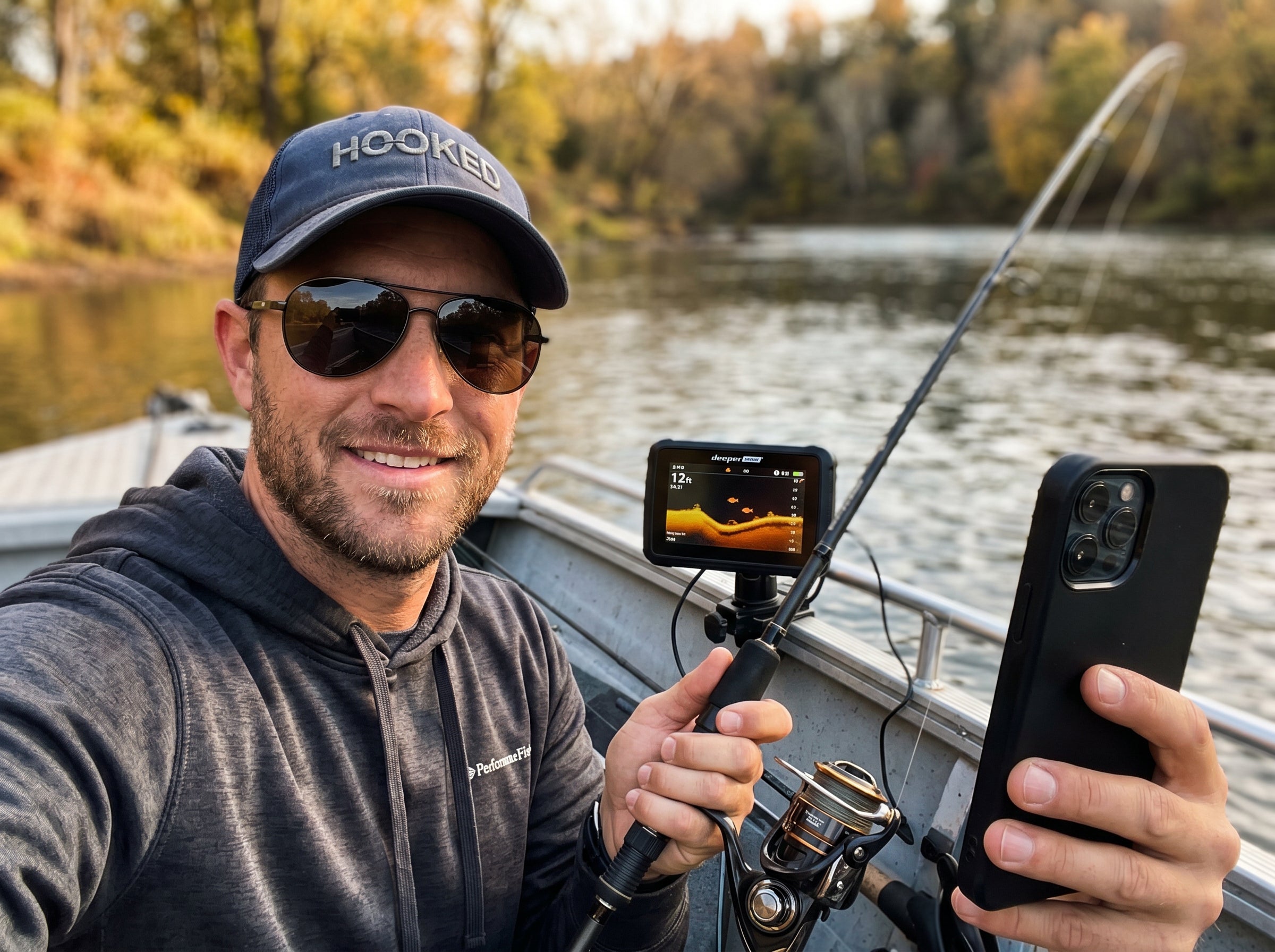 Fish finder POV on the boat